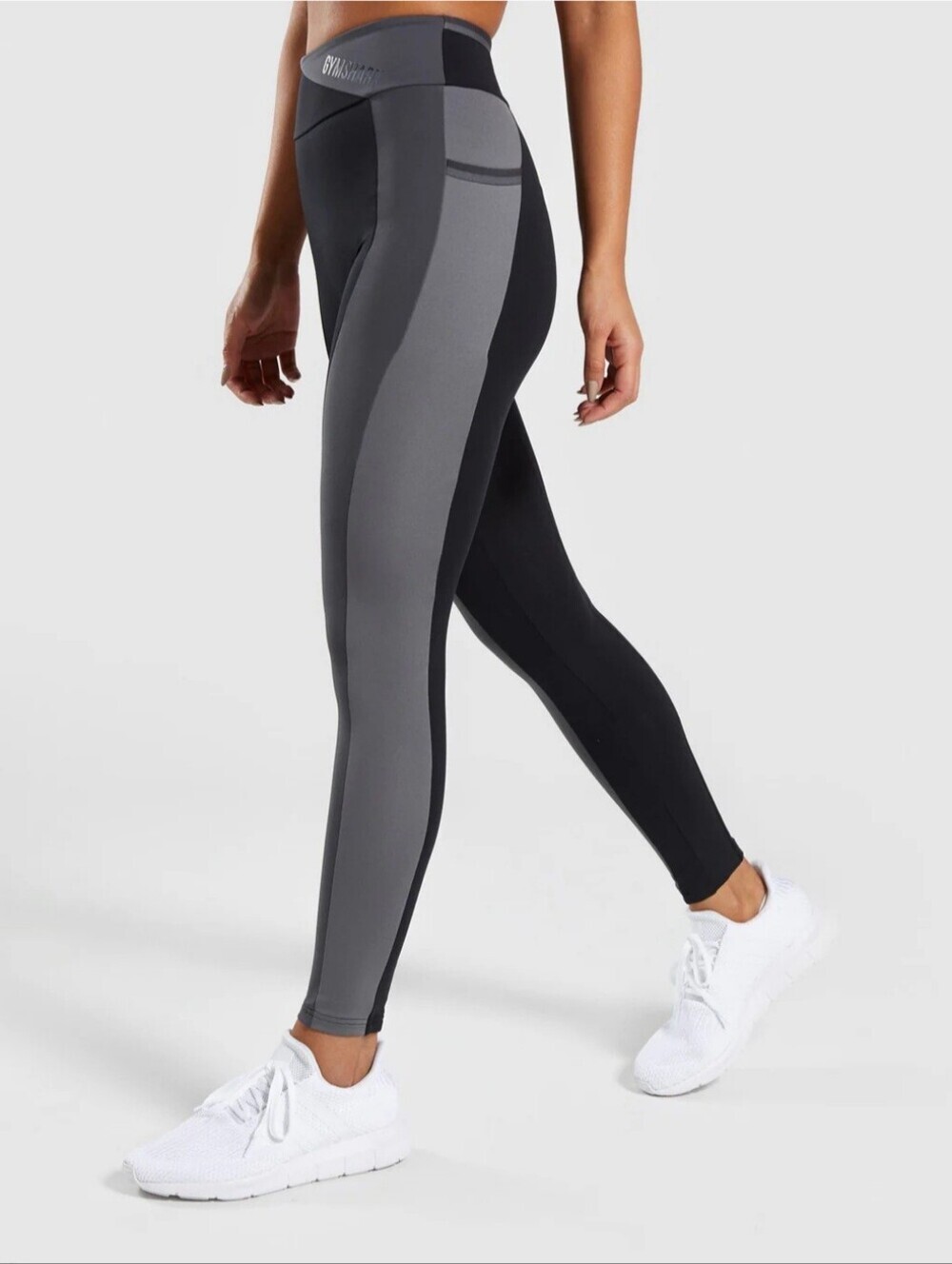 Gymshark Two-Tone Black & Gray High-Waist Leggings